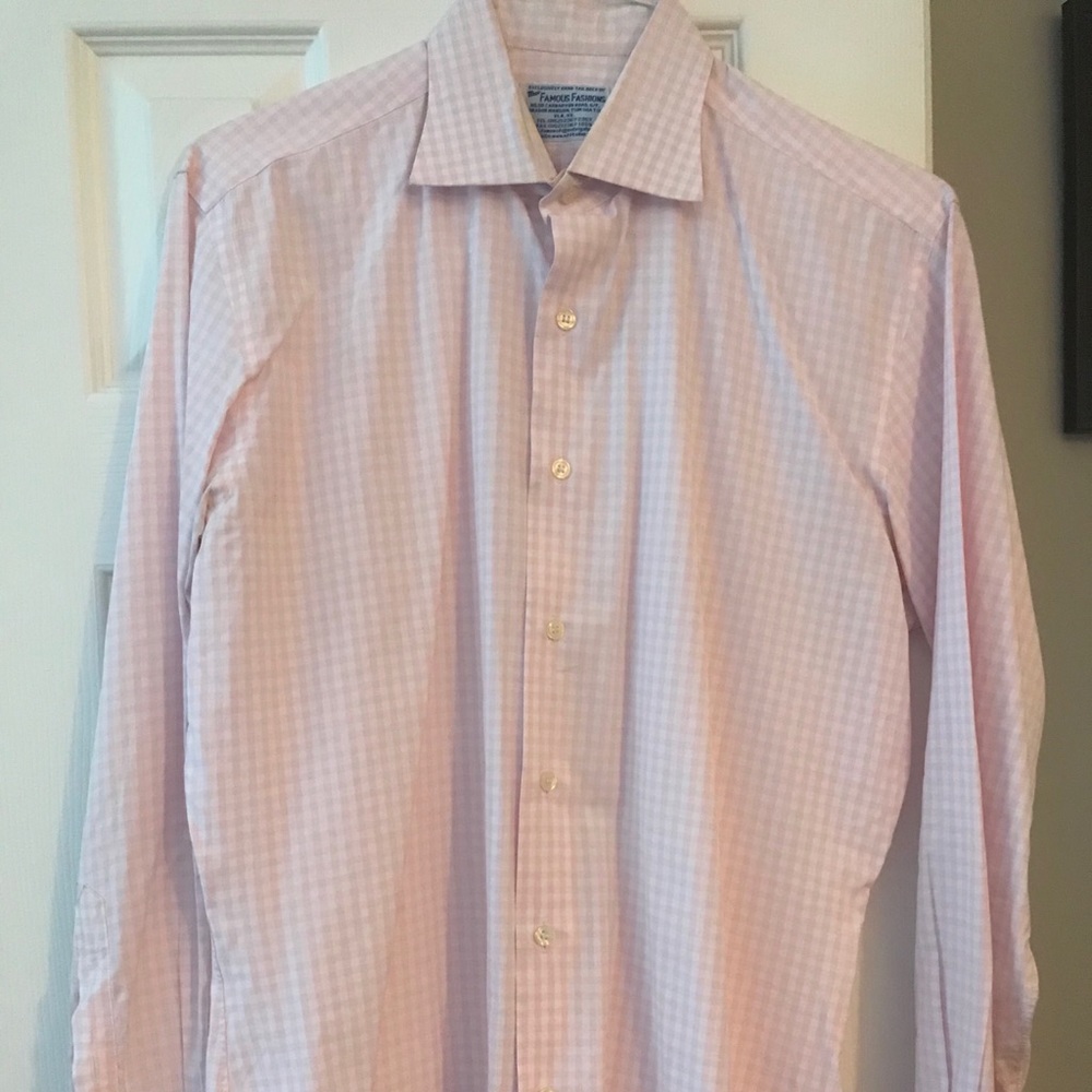 Custom Pink And White Men’s Checkered Dress Shirt